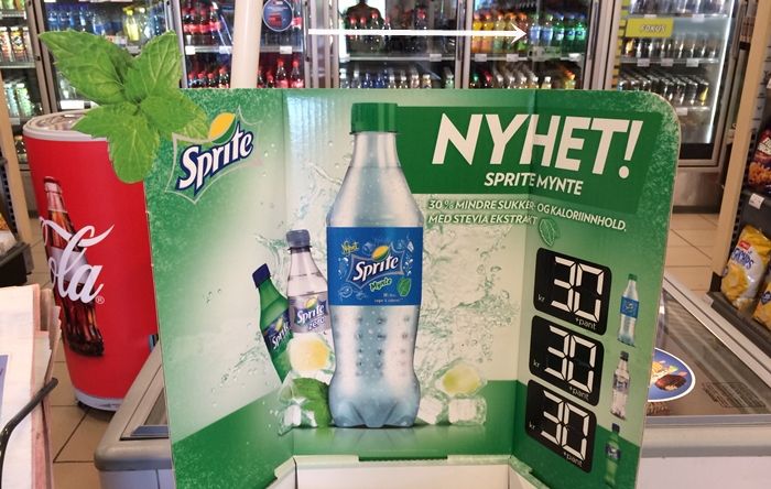 Sprite mynte på bensinsatsjonen